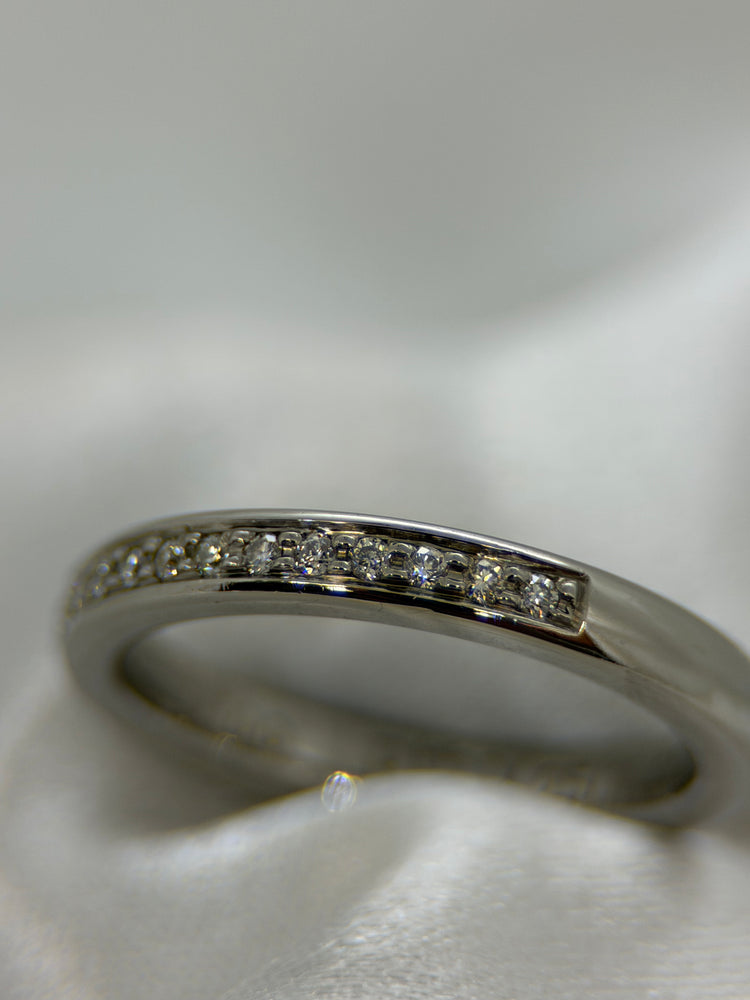 Palladium Halvevighetsring med Diamanter – 0.12 ct, Storlek 57