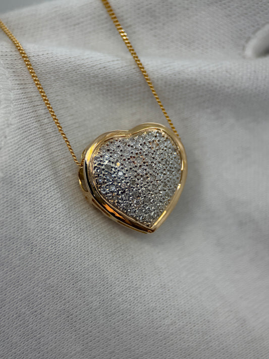 18K Diamond Heart Pendant – Bi-Colour Design, 1.8 cm