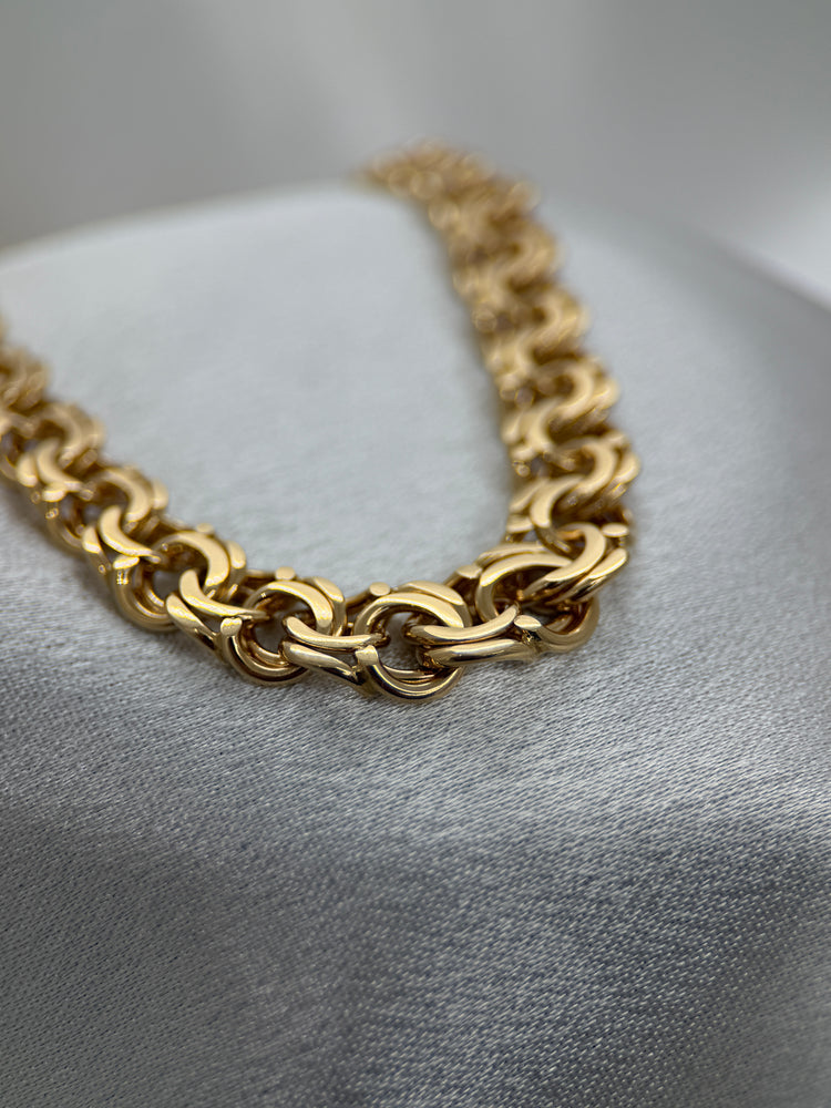 18K Bismarcklänk halsband i rödguld – 27.2g, 44.5 cm