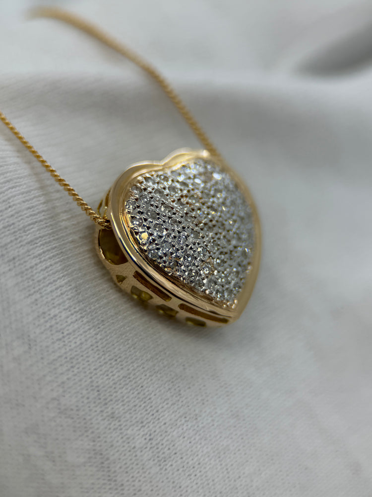 18K Hjärtformat diamanthänge – Bicolour, Pavé
