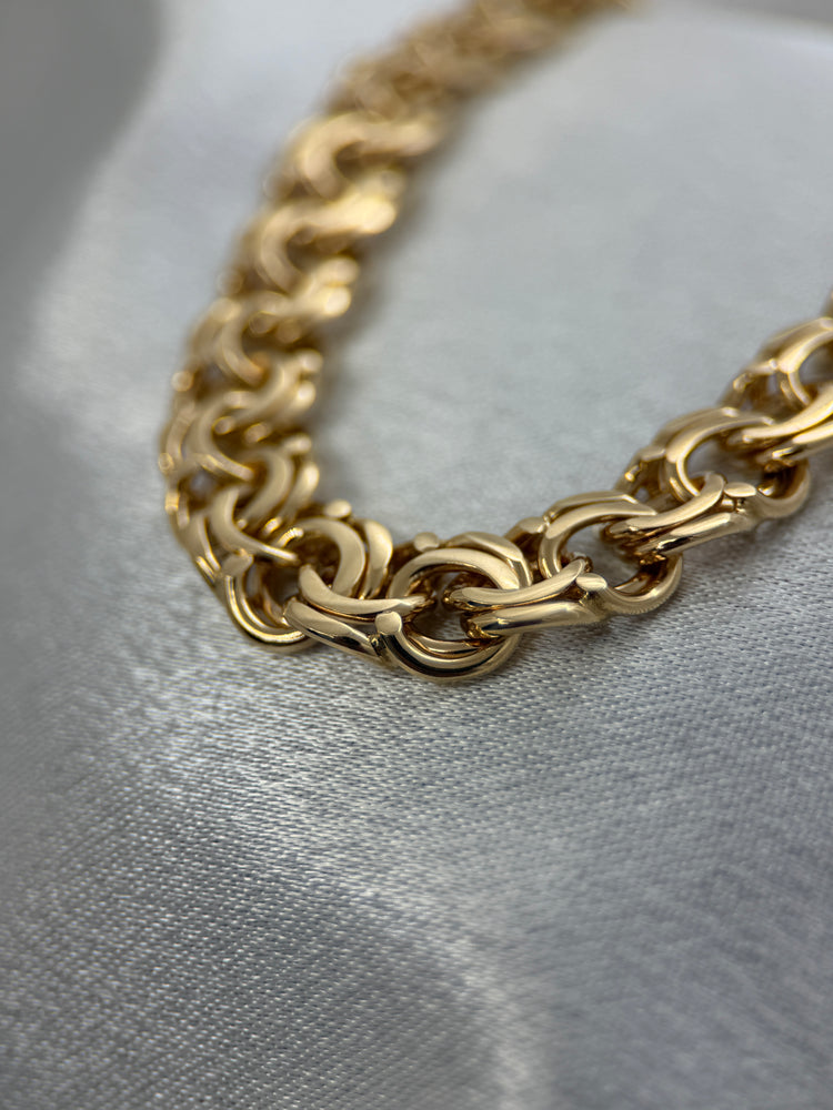18K Bismarcklänk halsband i rödguld – 27.2g, 44.5 cm