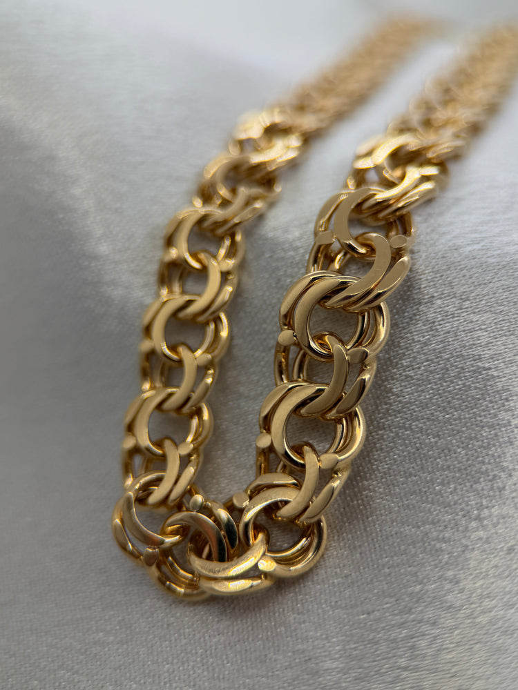 18K Bismarcklänk halsband i rödguld – 27.2g, 44.5 cm