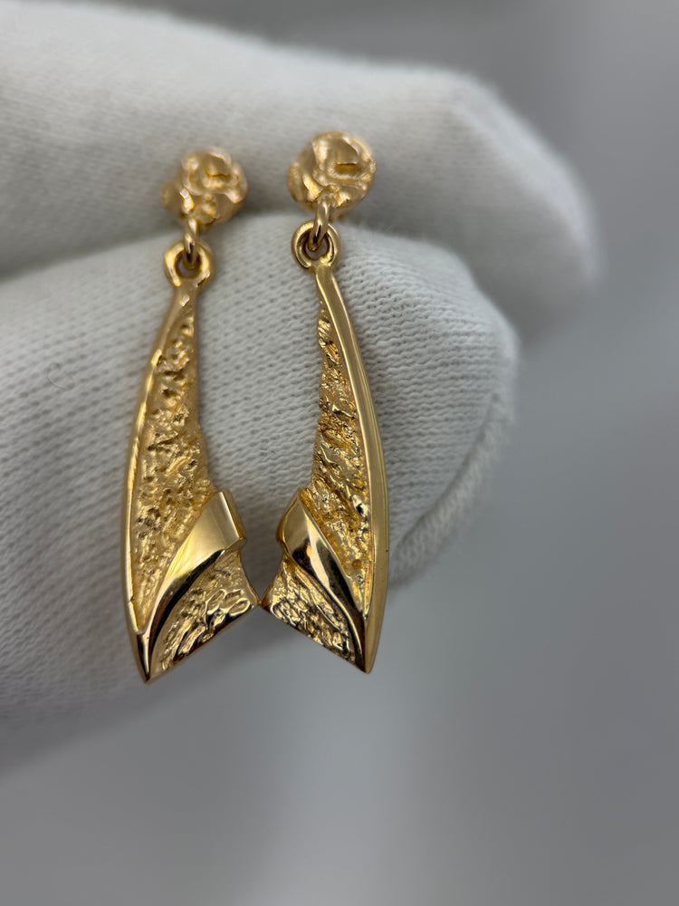 18K Örhängen i abstrakt design – 2.6g, 3.0 cm