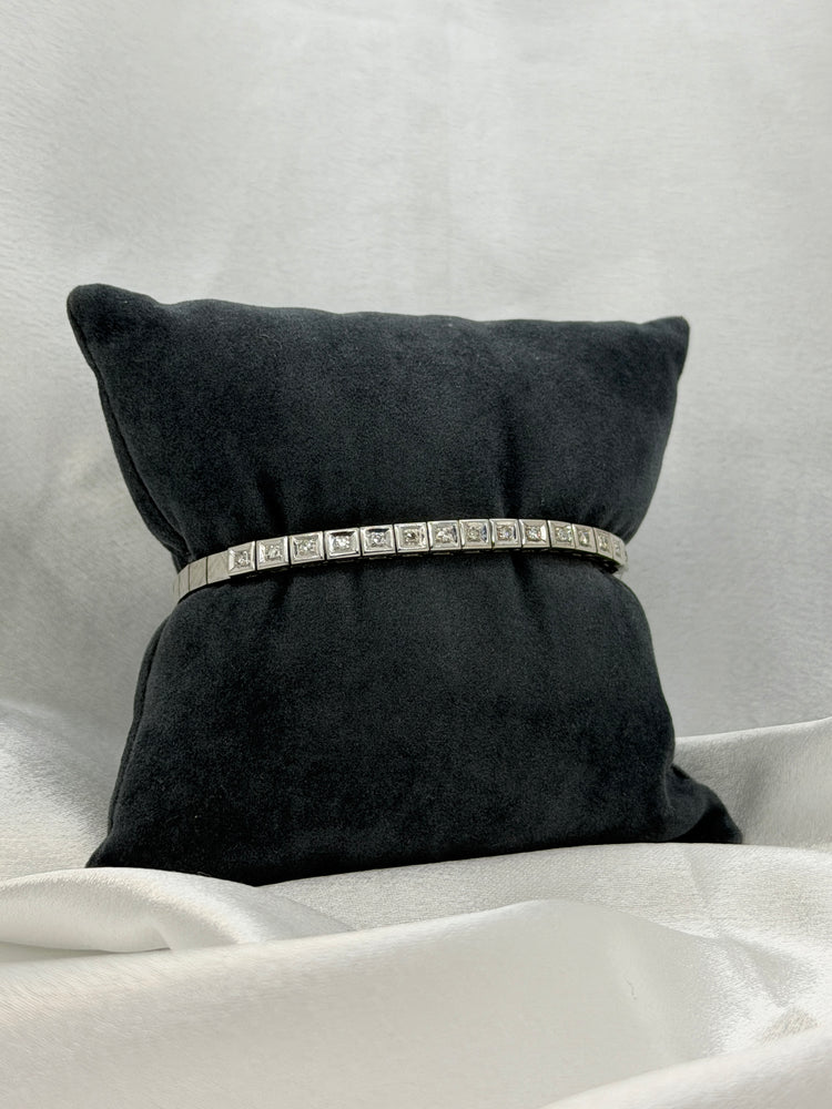 18K Diamantarmband i vitguld – 15 singelslipade diamanter, 18.5 cm