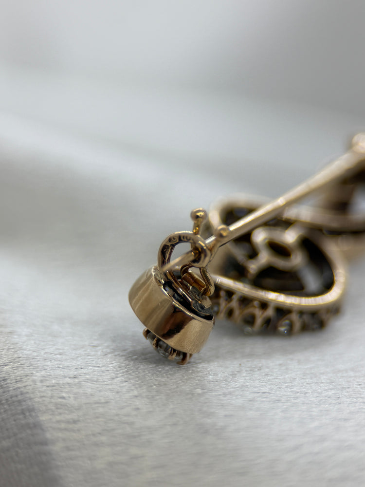 Guld Smaragd- och Diamantbrosch – sent 1800-tal, 6.5g