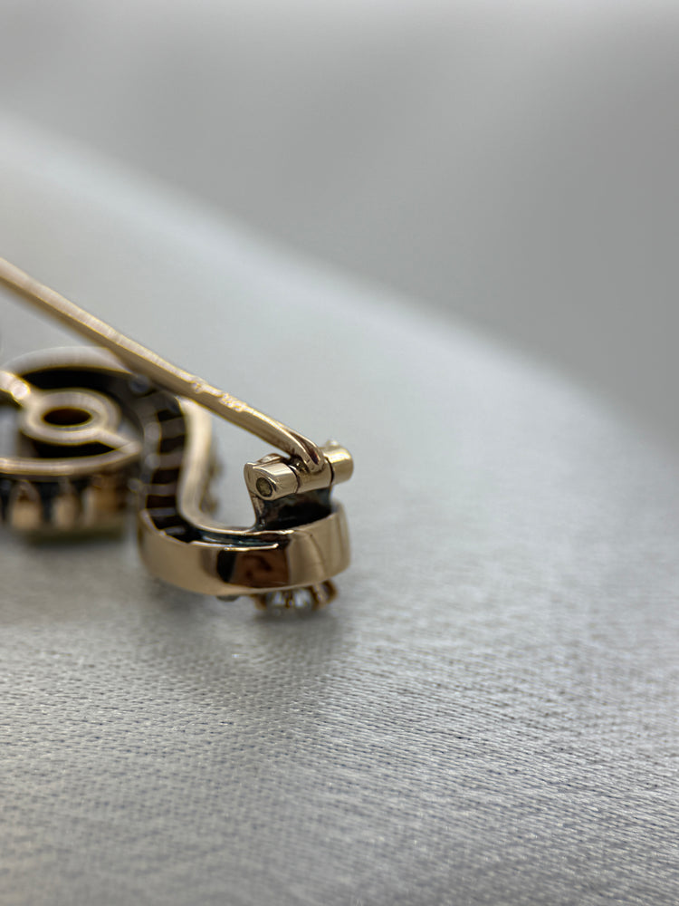 Guld Smaragd- och Diamantbrosch – sent 1800-tal, 6.5g