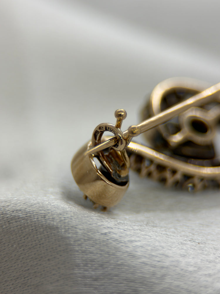 Guld Smaragd- och Diamantbrosch – sent 1800-tal, 6.5g