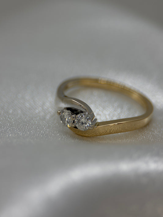18K Toi et Moi diamantring – 0.25 ct, Storlek 49