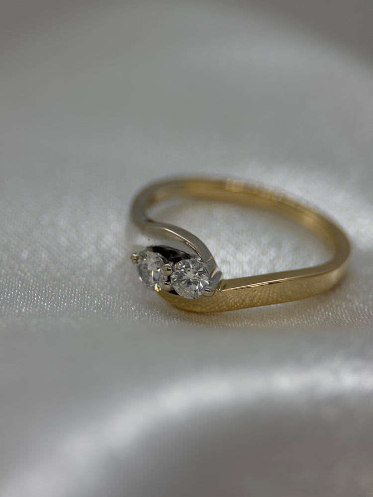 18K Toi et Moi diamantring – 0.25 ct, Storlek 49