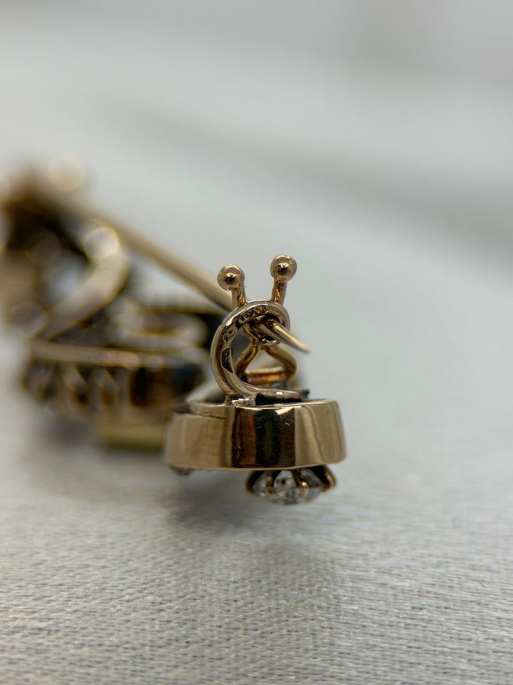 Guld Smaragd- och Diamantbrosch – sent 1800-tal, 6.5g