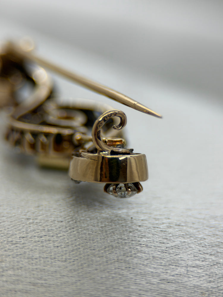 Guld Smaragd- och Diamantbrosch – sent 1800-tal, 6.5g