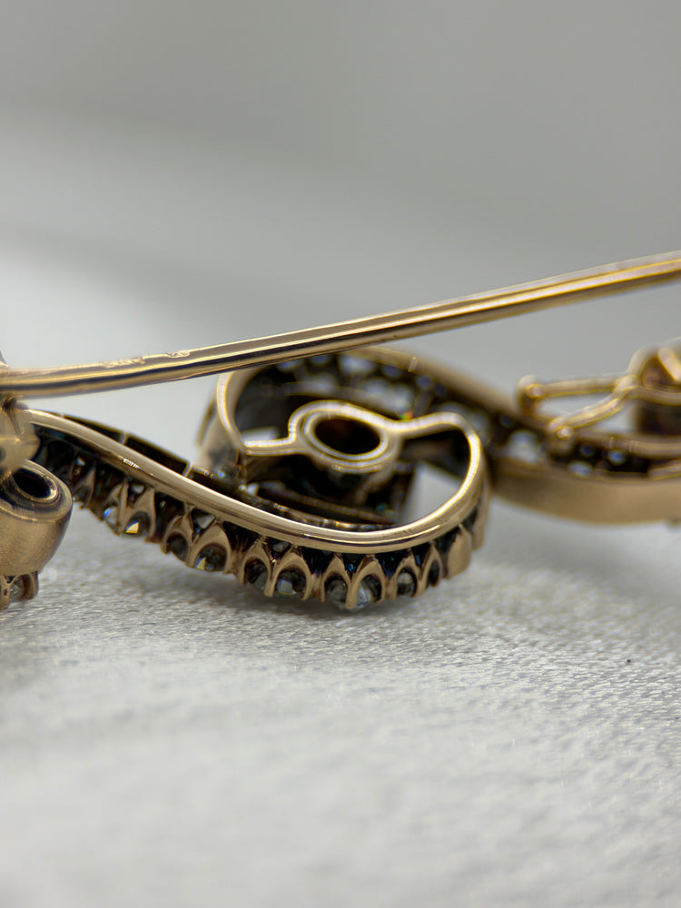 Guld Smaragd- och Diamantbrosch – sent 1800-tal, 6.5g