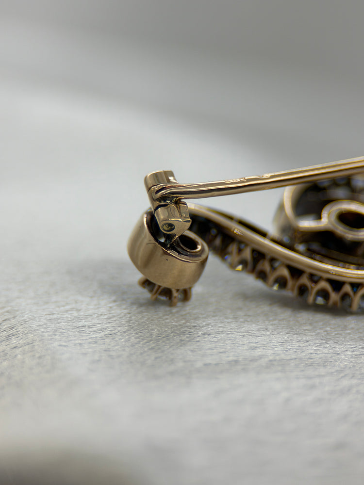 Guld Smaragd- och Diamantbrosch – sent 1800-tal, 6.5g