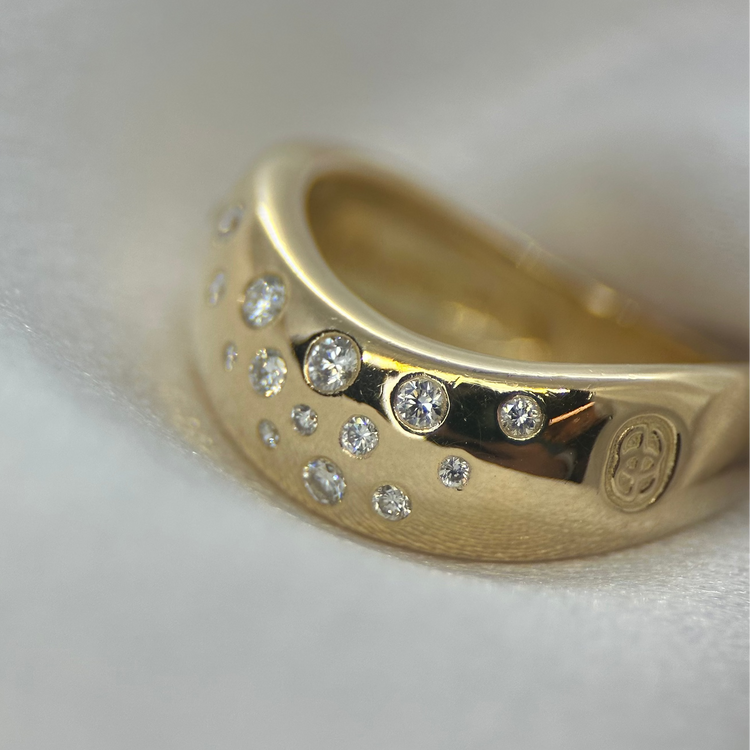 18K Vågformad Diamantring - 1998, Storlek 54, 7.8g