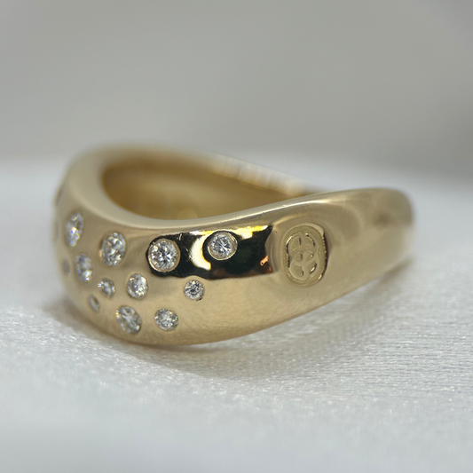 18K Vågformad Diamantring - 1998, Storlek 54, 7.8g