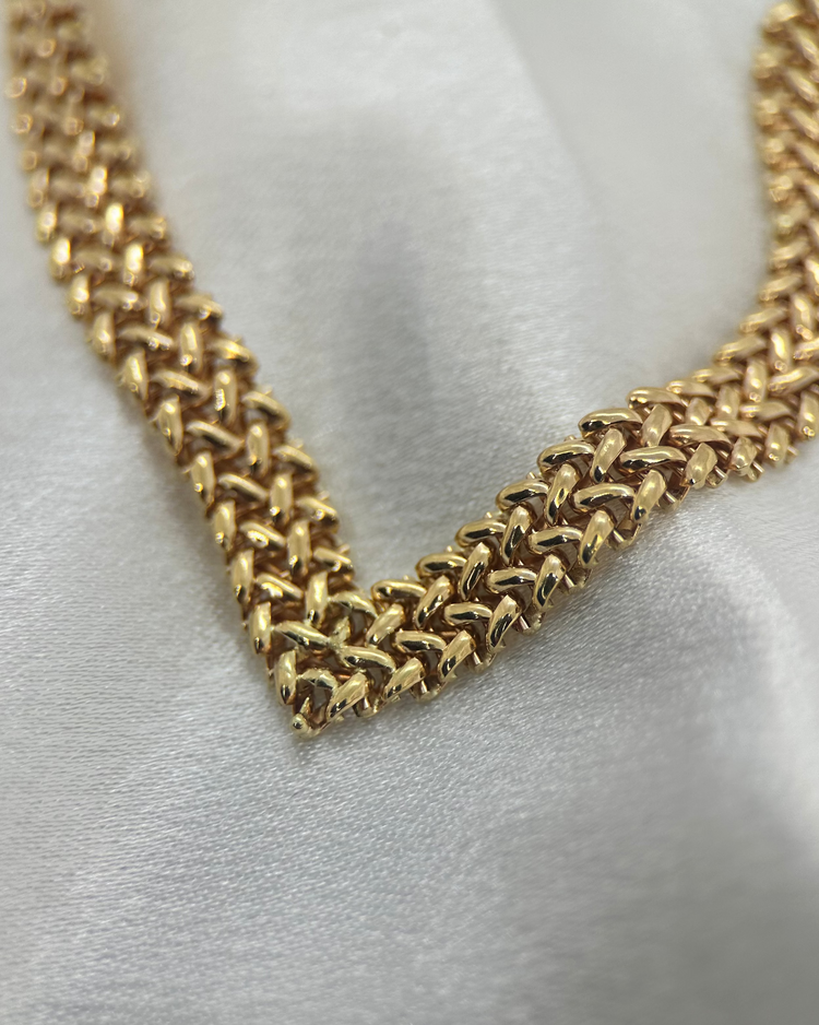 18K V-länk Halsband, 44,5cm, 37.8g