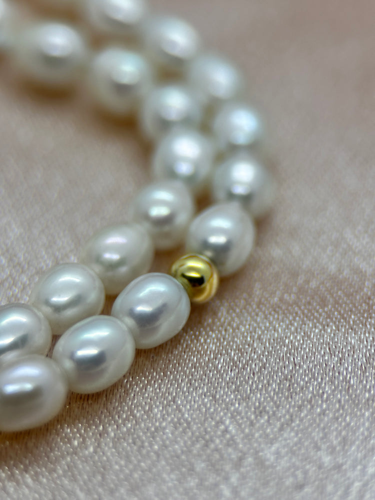 Freshwater Cultured Pearl Necklace with 14K Gold Beads