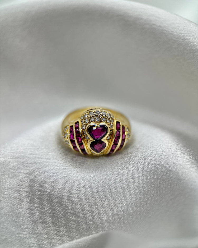 18K Ruby and Diamond Bombe Ring