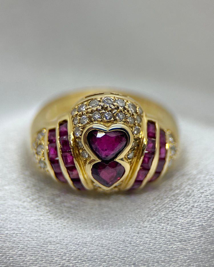 18K Ruby and Diamond Bombe Ring