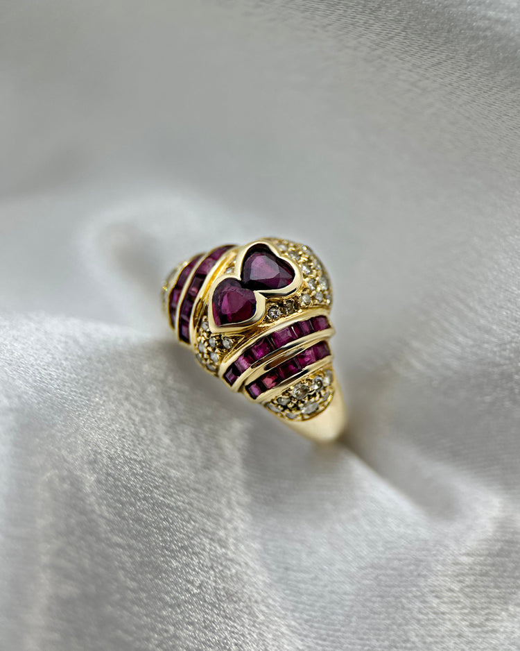 18K Ruby and Diamond Bombe Ring