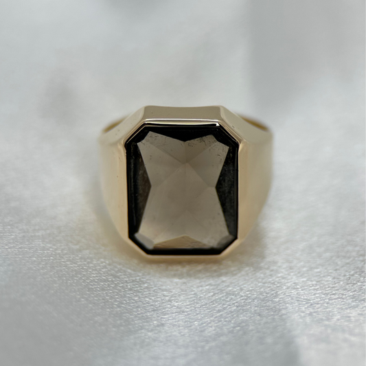 18K Ring med Rökkvarts Signettdesign - Ringstorlek 55 ½