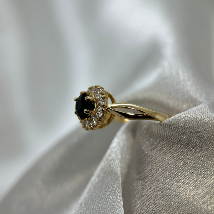 18K Safir ring i klusterdesign - Ringstorlek 55
