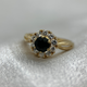 18K Safir ring i klusterdesign - Ringstorlek 55