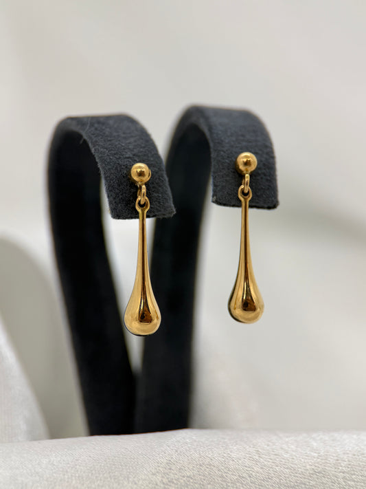 18K Gold Drop Earrings – 2.3 cm, 1.0 g