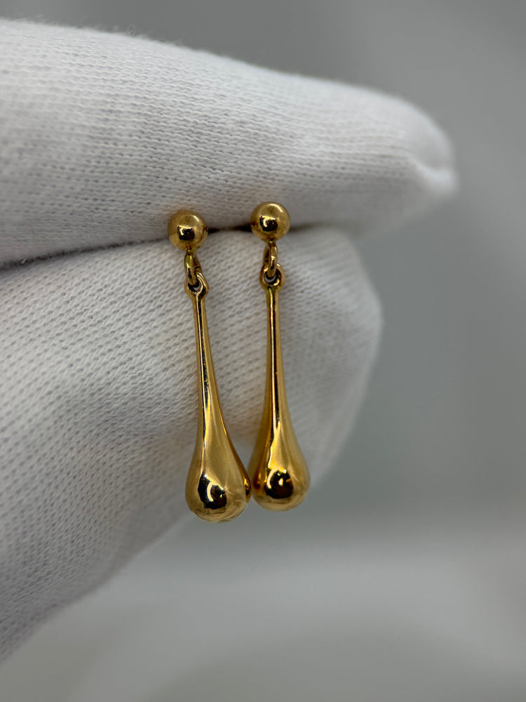 18K Gold Drop Earrings – 2.3 cm, 1.0 g