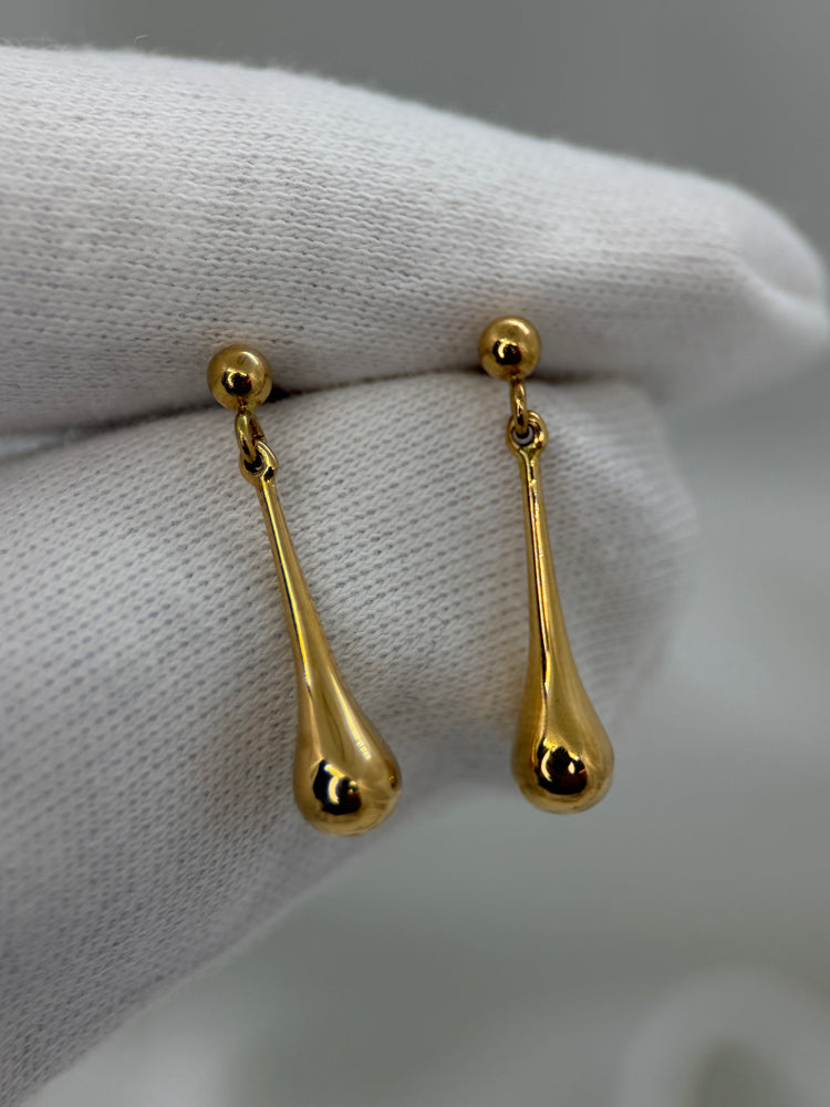18K Gold Drop Earrings – 2.3 cm, 1.0 g