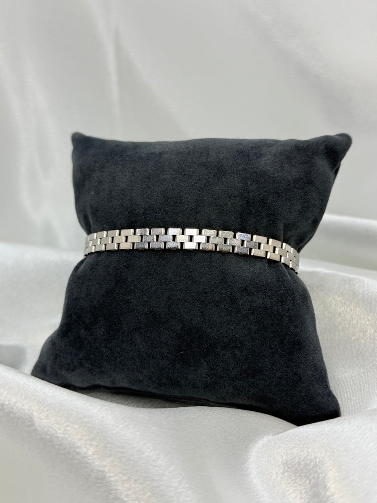 18K Grindlänk armband i vitguld – 18.3g, 19 cm