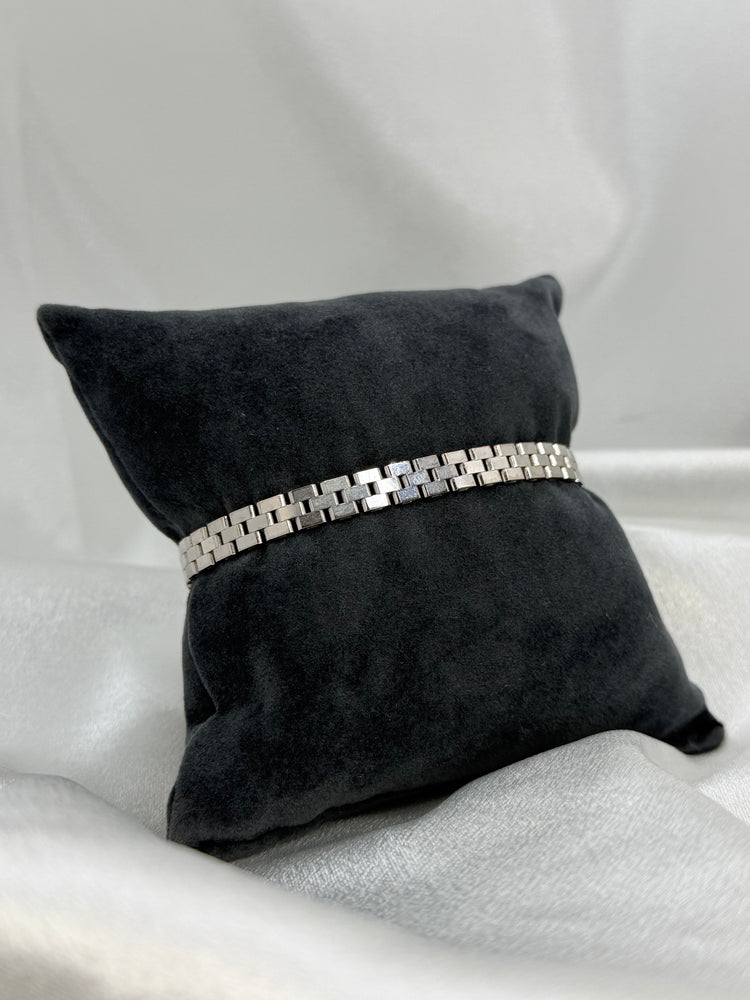 18K Grindlänk armband i vitguld – 18.3g, 19 cm