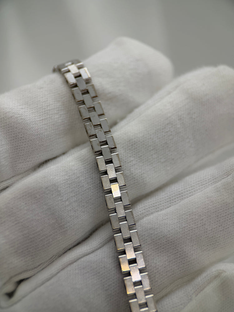 18K Grindlänk armband i vitguld – 18.3g, 19 cm