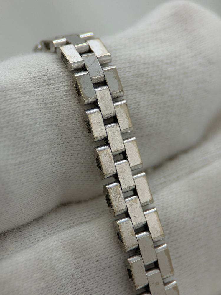 18K Grindlänk armband i vitguld – 18.3g, 19 cm
