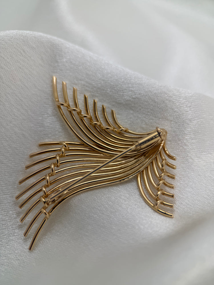18K Brosch – Spraydesign i polerat guld, 3.7 cm