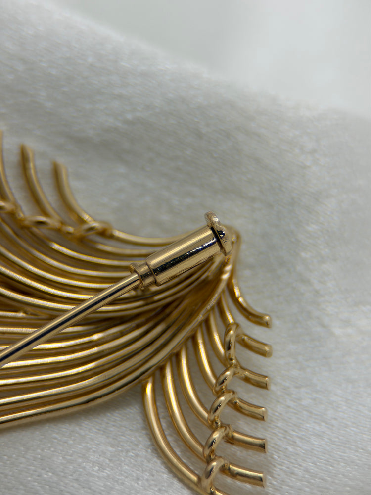 18K Brosch – Spraydesign i polerat guld, 3.7 cm
