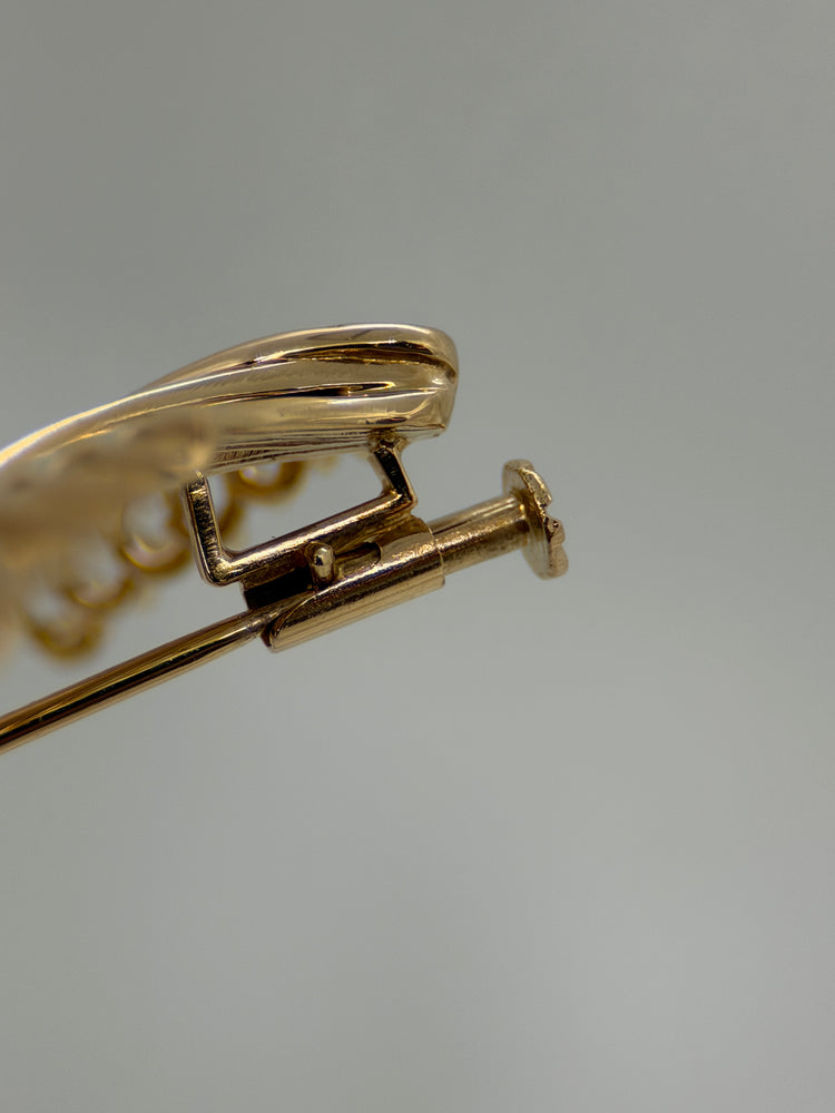 18K Brosch – Spraydesign i polerat guld, 3.7 cm