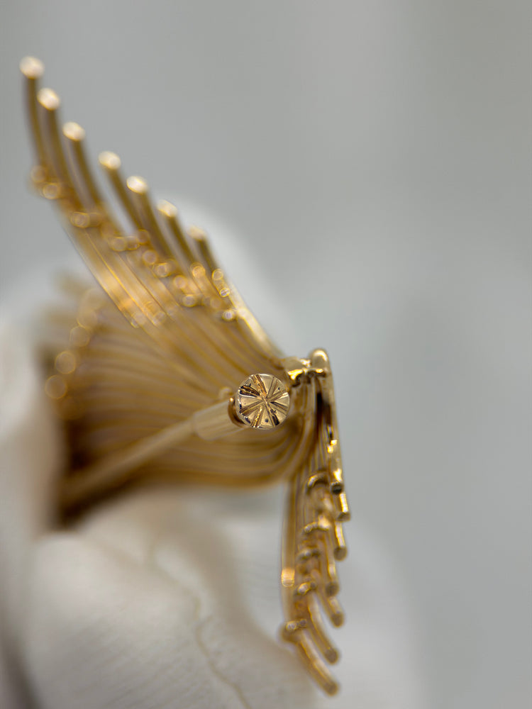 18K Brosch – Spraydesign i polerat guld, 3.7 cm