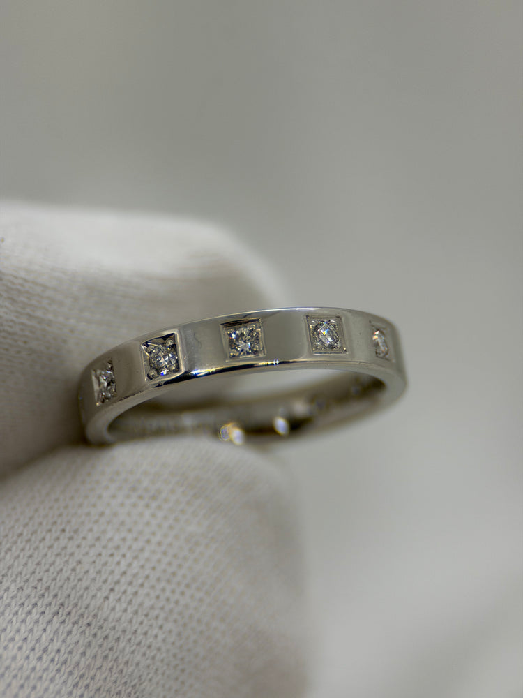 Platina Diamantring – 12 briljanter, ca 0.24 ct, Storlek 50