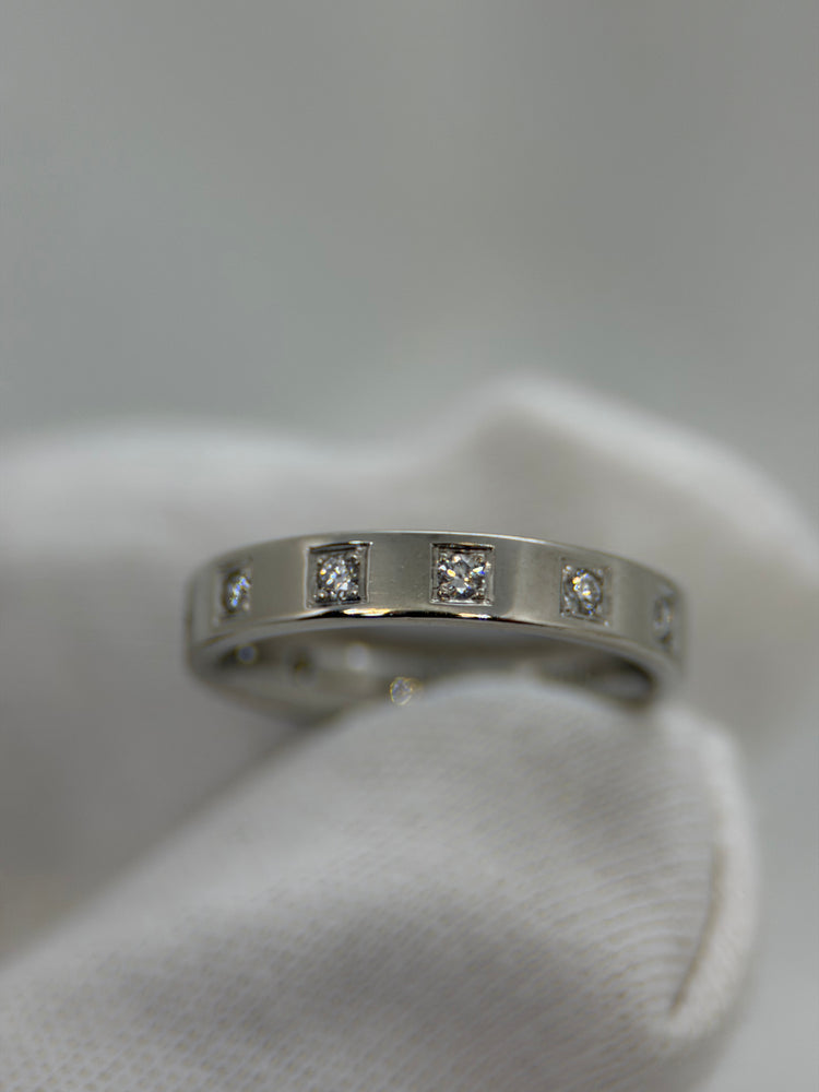 Platina Diamantring – 12 briljanter, ca 0.24 ct, Storlek 50