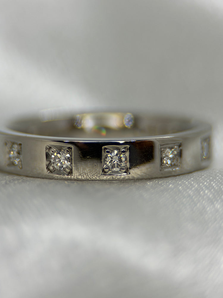 Platina Diamantring – 12 briljanter, ca 0.24 ct, Storlek 50