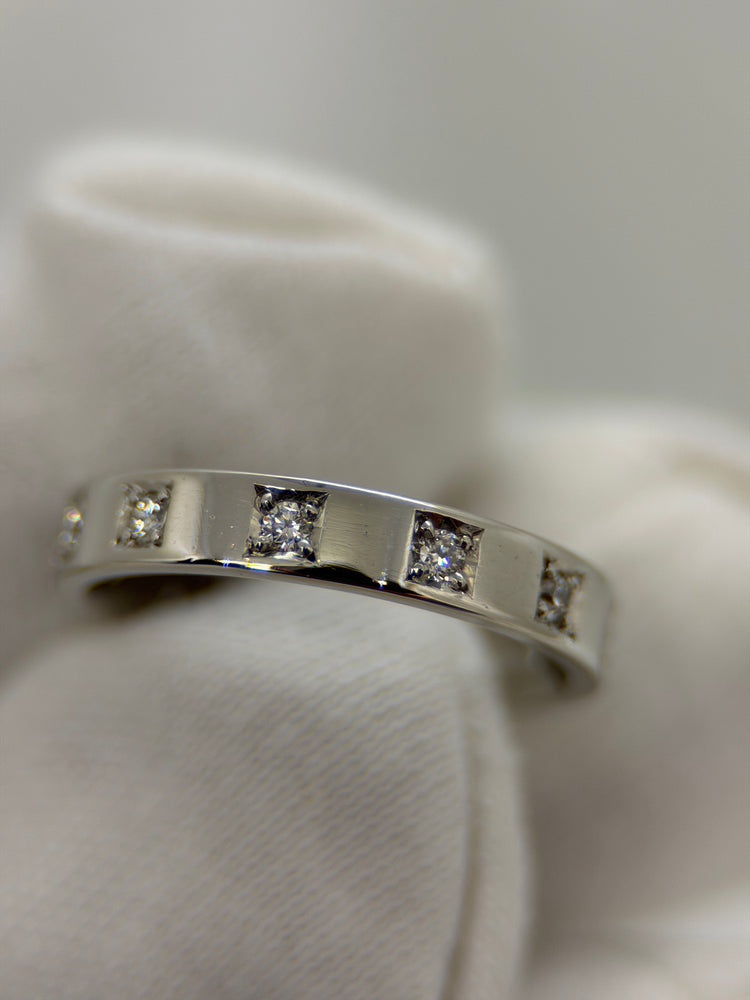 Platina Diamantring – 12 briljanter, ca 0.24 ct, Storlek 50