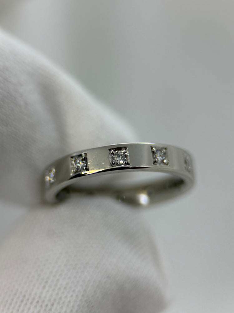 Platina Diamantring – 12 briljanter, ca 0.24 ct, Storlek 50