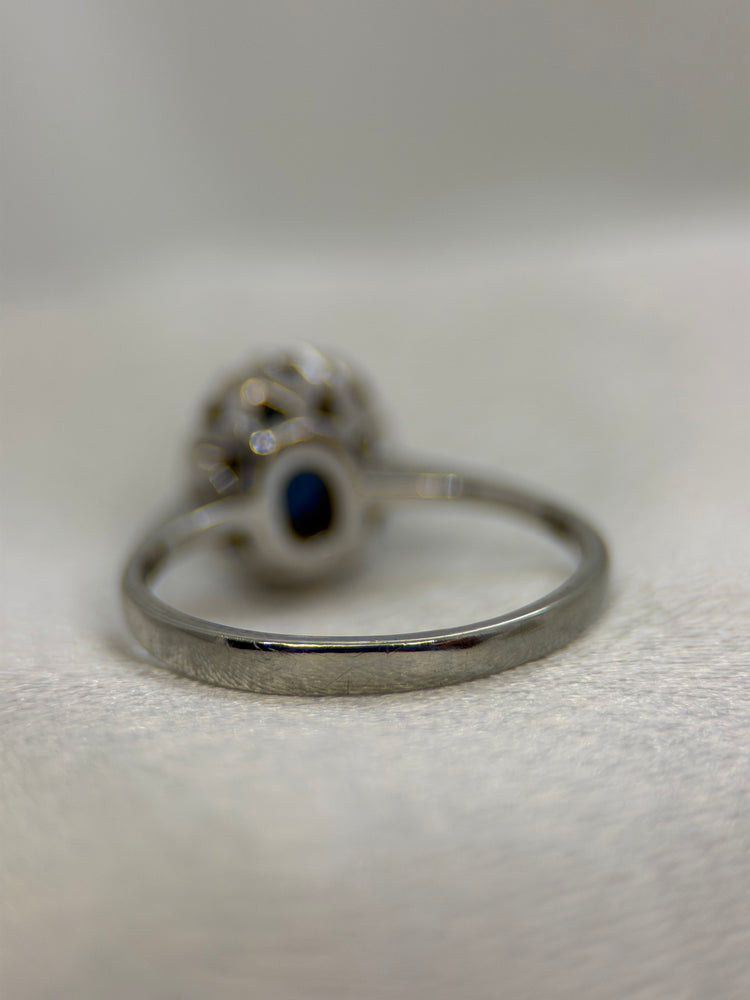 18K Safir- och diamantring – Klusterdesign, Storlek 47