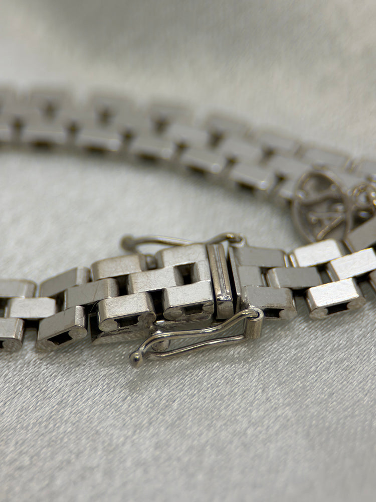 18K Grindlänk armband i vitguld – 18.3g, 19 cm