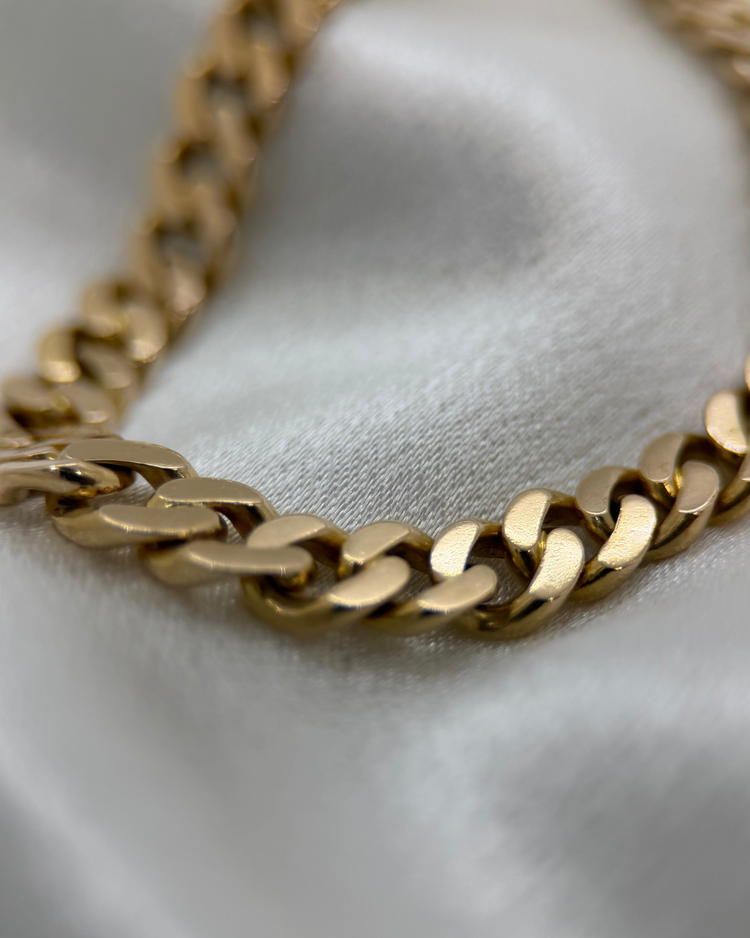 18K Graduated Flat Panzar Link Necklace – 33.4g, 48.2 cm
