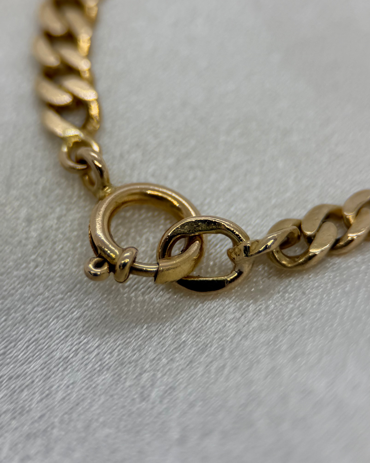 18K Graduated Flat Panzar Link Necklace – 33.4g, 48.2 cm