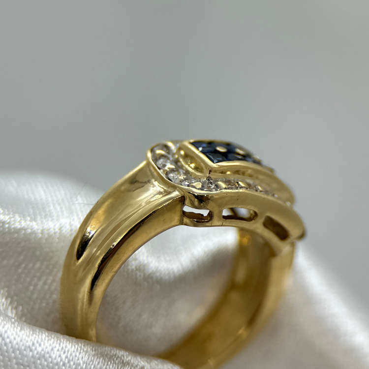 18K Ring med Safirer och Diamanter – 0,53 ct ringstorlek 49½