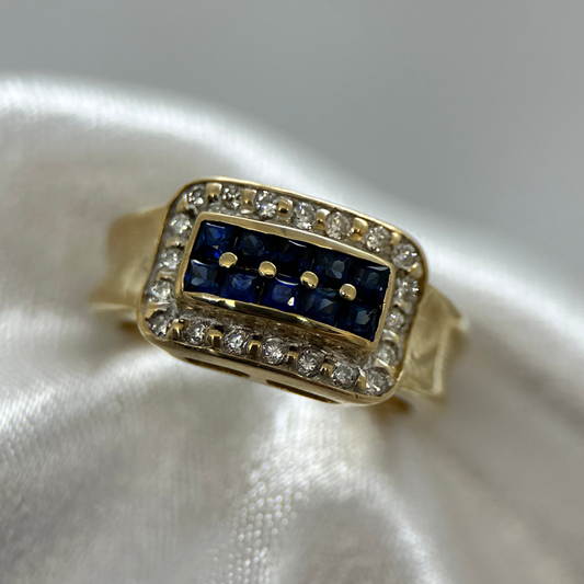 18K Ring med Safirer och Diamanter – 0,53 ct ringstorlek 49½