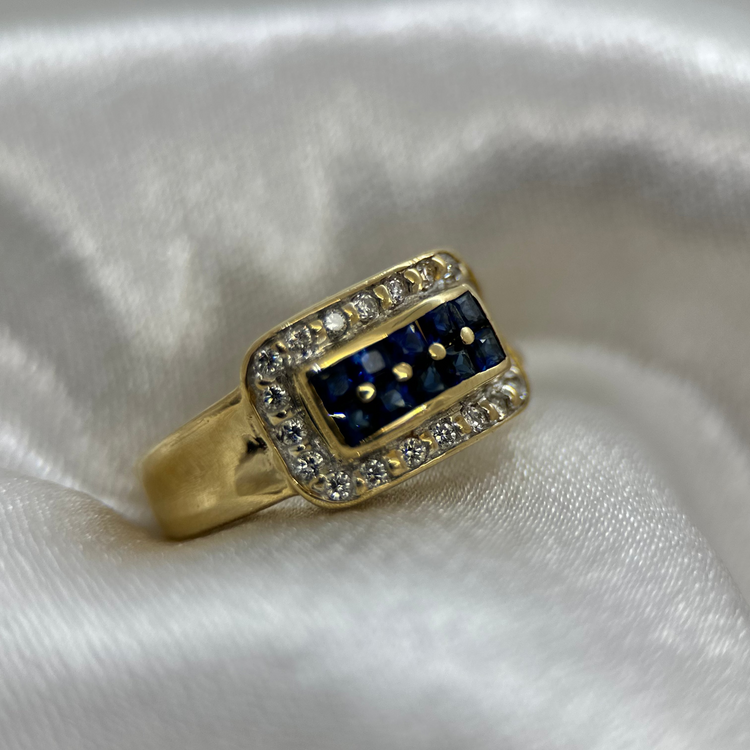 18K Ring med Safirer och Diamanter – 0,53 ct ringstorlek 49½